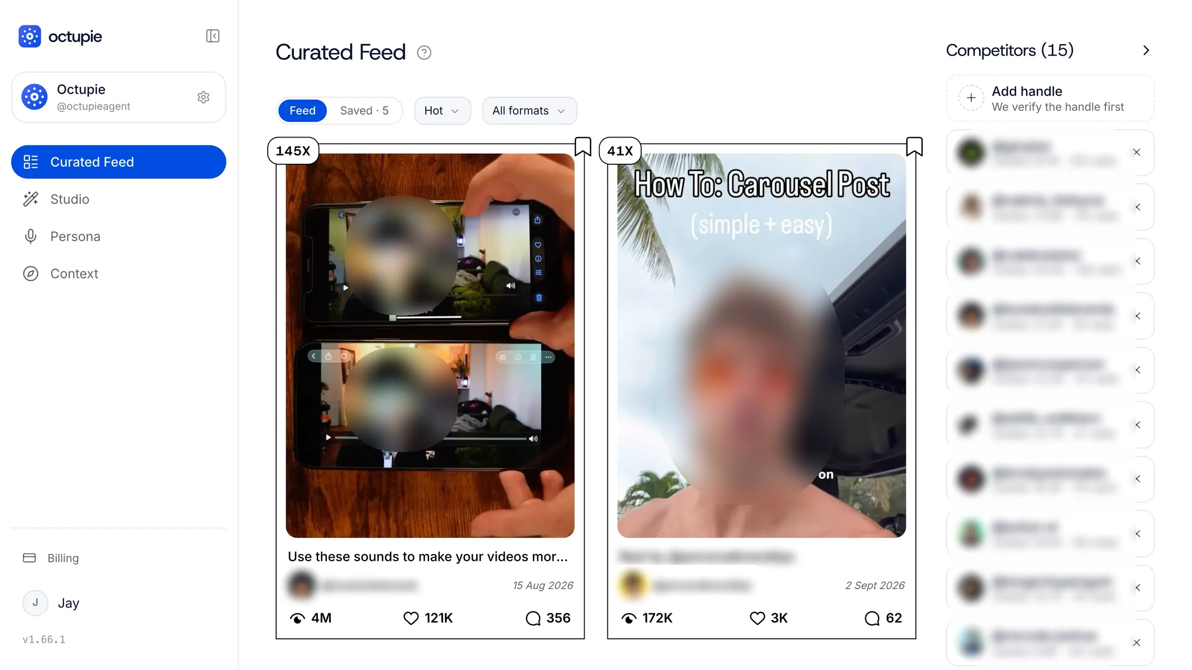 Octupie's feed: reels from your niche scored 145x and 41x their usual views Octupie's feed: reels from your niche scored 145x and 41x their usual views